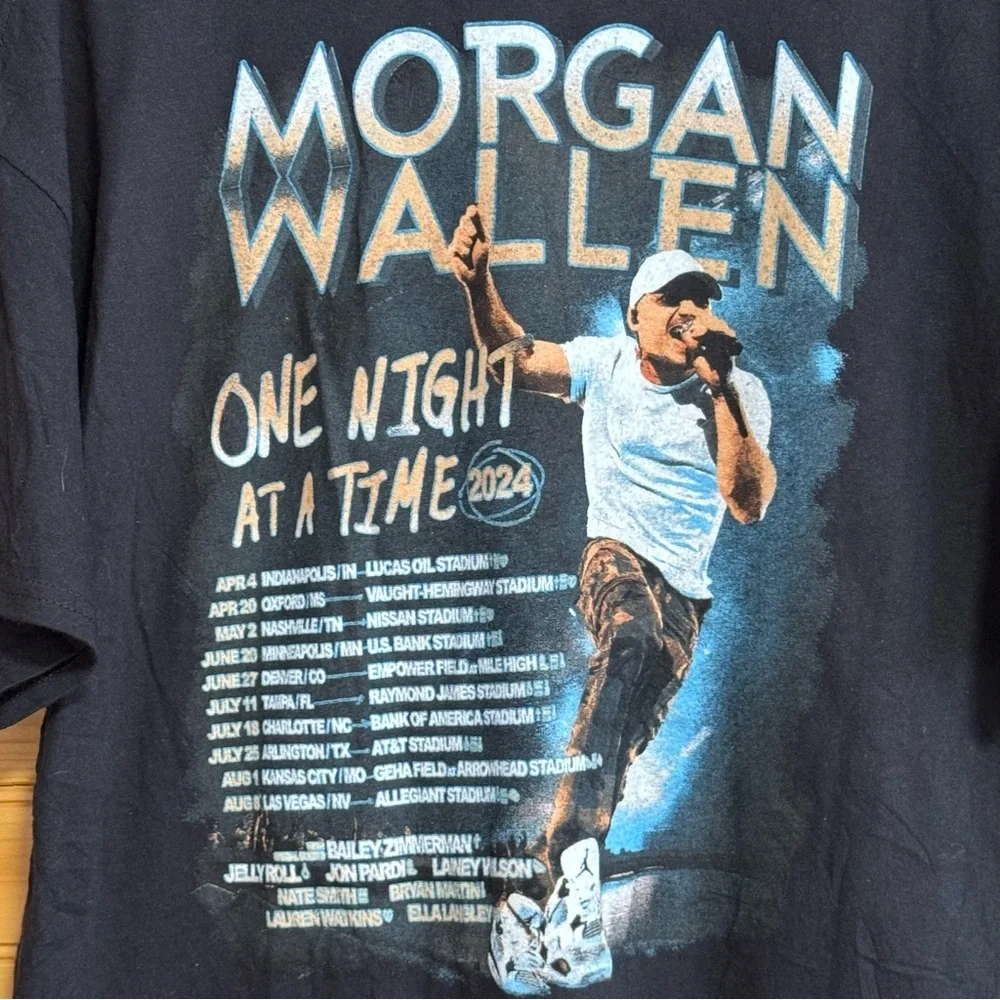 Morgan Wallen One Night At A Time World Tour 2024 Black T-Shirt XL